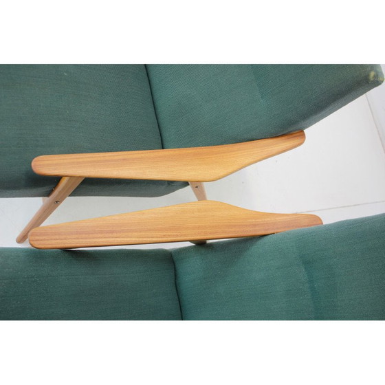 Image 1 of Paire de fauteuils en bois et tissu du milieu du siècle, Tchécoslovaquie, années 1960