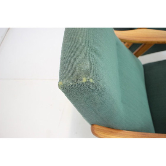 Image 1 of Paire de fauteuils en bois et tissu du milieu du siècle, Tchécoslovaquie, années 1960