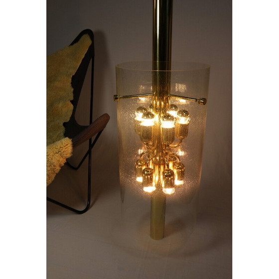 Image 1 of Lampe suspendue vintage en verre et laiton par Limburg, 1970