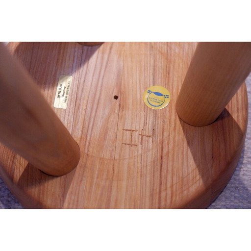 Tabouret vintage Ingvar Hildingsson en pin massif, Suède 1980