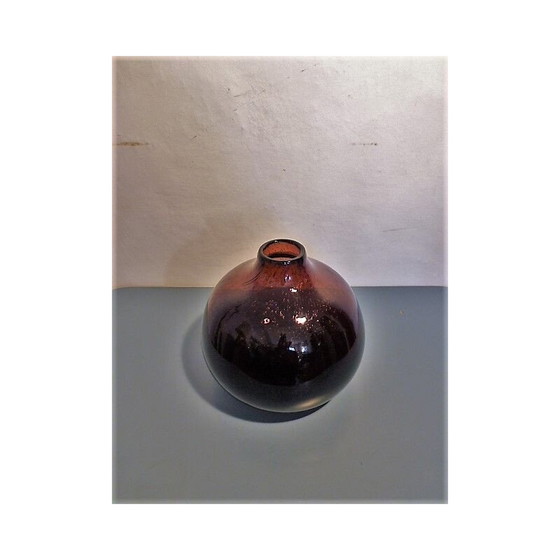 Image 1 of Vase vintage en verre soufflé violet, France 1960
