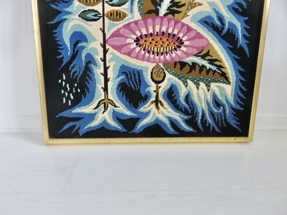 Image 1 of Grande Tapisserie, Motif Fleur Psychédélique, Futuriste, Moderniste Années 70