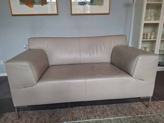 Image 1 of Design On Stock Bloq Leather Loveseat And Footstool