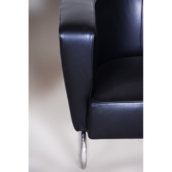 Image 1 of Paire de fauteuils vintage en cuir noir par Jindrich Halabala pour Up Zavody, 1930