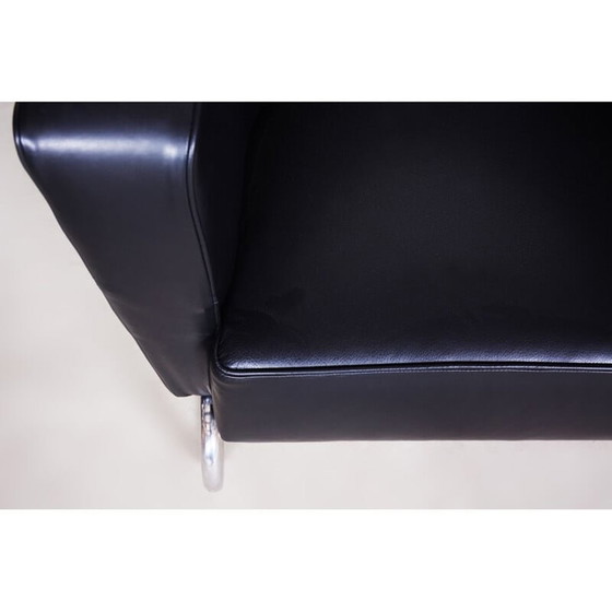 Image 1 of Paire de fauteuils vintage en cuir noir par Jindrich Halabala pour Up Zavody, 1930