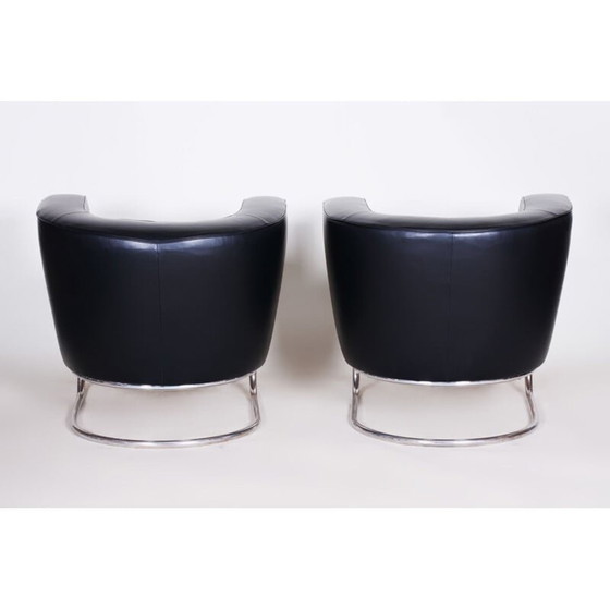 Image 1 of Paire de fauteuils vintage en cuir noir par Jindrich Halabala pour Up Zavody, 1930
