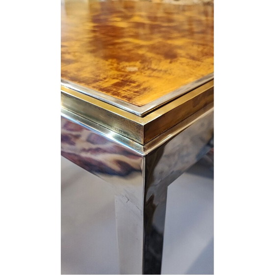 Image 1 of Table de jeu vintage en acier chromé et laiton doré, 1970