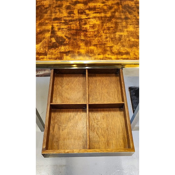 Image 1 of Table de jeu vintage en acier chromé et laiton doré, 1970