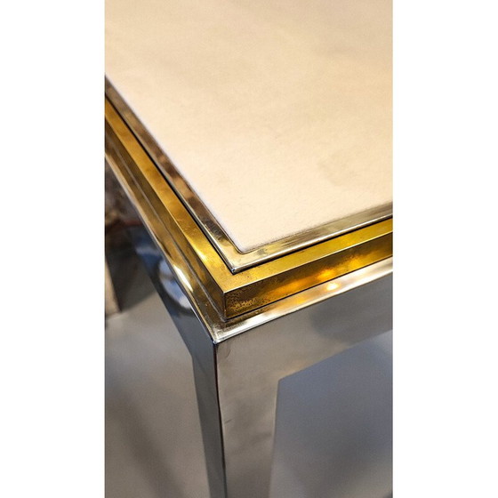 Image 1 of Table de jeu vintage en acier chromé et laiton doré, 1970