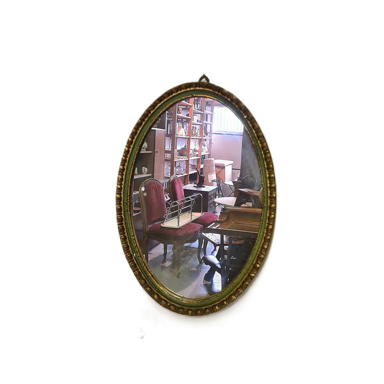 Image 1 of Miroir ovale classique français, milieu du 20e siècle