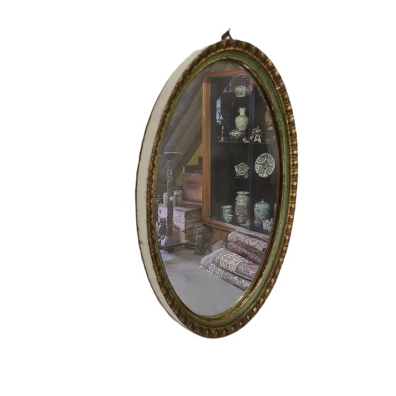 Image 1 of Miroir ovale classique français, milieu du 20e siècle