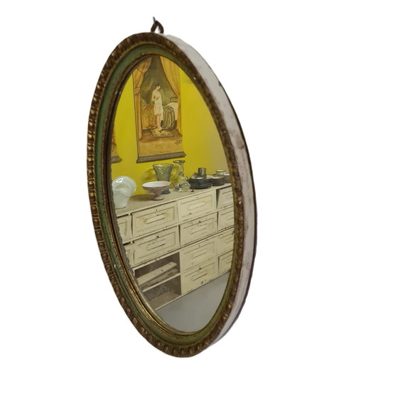 Image 1 of Miroir ovale classique français, milieu du 20e siècle