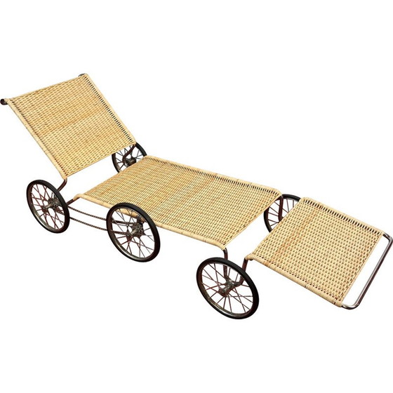 Image 1 of Chaise longue vintage F41 en osier et métal pour Tecta par Marcel Breuer, Allemagne 1984