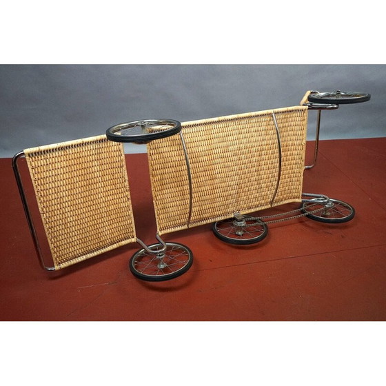 Image 1 of Chaise longue vintage F41 en osier et métal pour Tecta par Marcel Breuer, Allemagne 1984