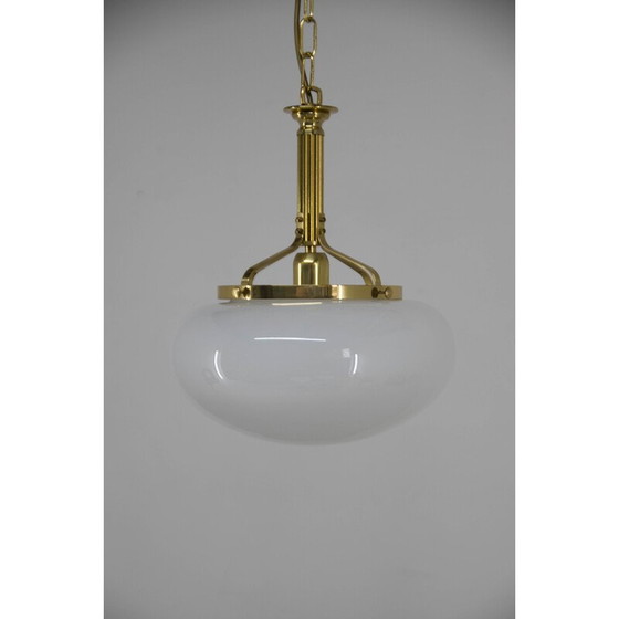 Image 1 of Lampe suspendue vintage en laiton et verre, 2000