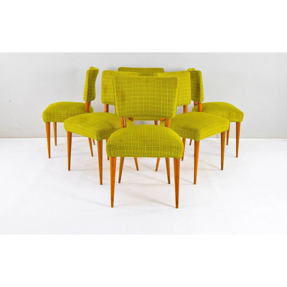 Image 1 of Ensemble de 6 chaises danoises vintage en teck et textile, 1950