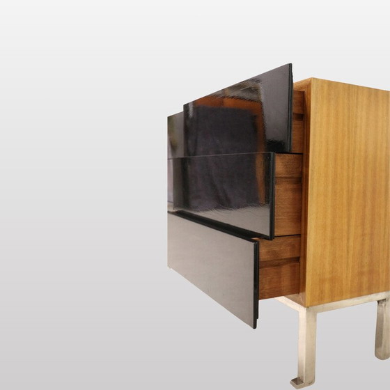 Image 1 of Commode vintage en laque et acajou de Rio par Jacques Quinet, France 1950