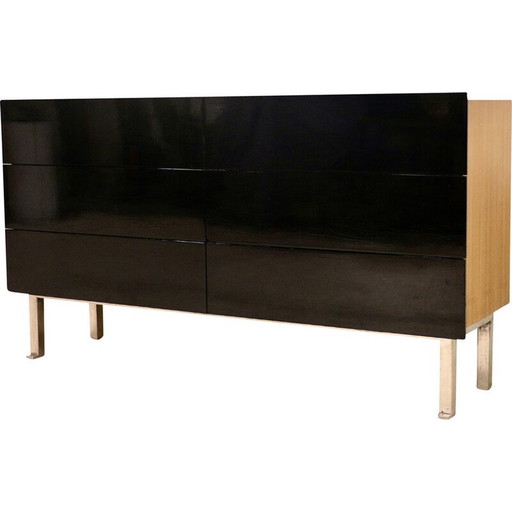 Commode vintage en laque et acajou de Rio par Jacques Quinet, France 1950