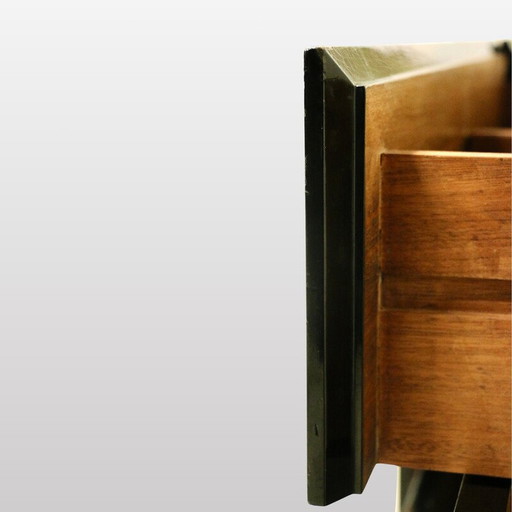 Commode vintage en laque et acajou de Rio par Jacques Quinet, France 1950