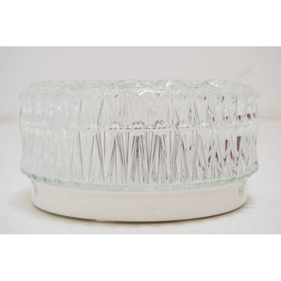 Image 1 of Plafonnier ou applique murale vintage en verre et métal, Tchécoslovaquie 1970