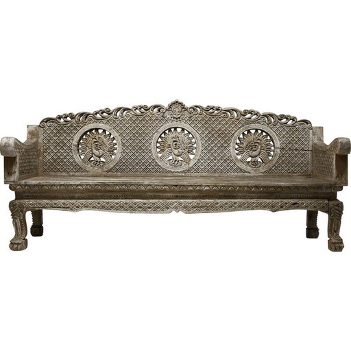 Banc hollandais en bois Art Nouveau, 1890s