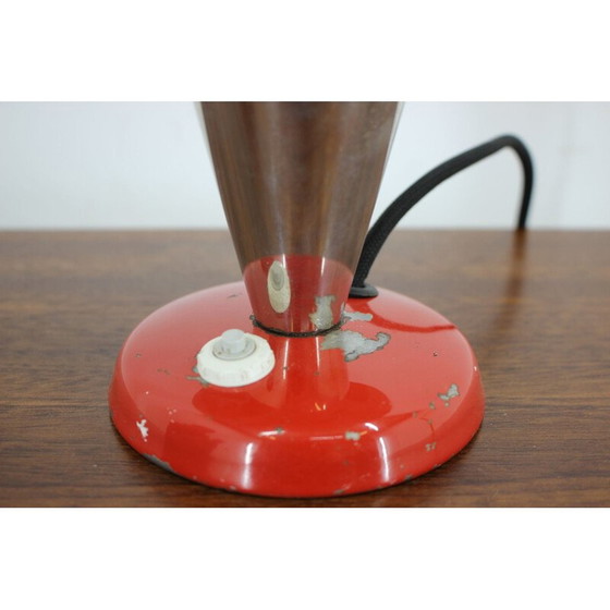 Image 1 of Lampe de table Bauhaus rouge vintage, Tchécoslovaquie 1930