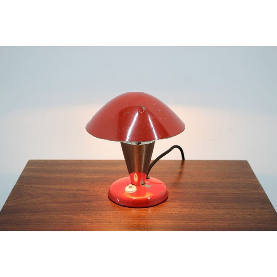 Image 1 of Lampe de table Bauhaus rouge vintage, Tchécoslovaquie 1930
