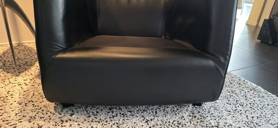 Image 1 of 2x Gerard Van Den Berg Sedeo Chaise en cuir noir Fauteuil design