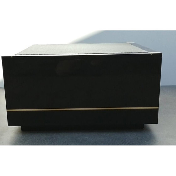 Image 1 of Table basse vintage en bois laqué noir et laiton, 1970