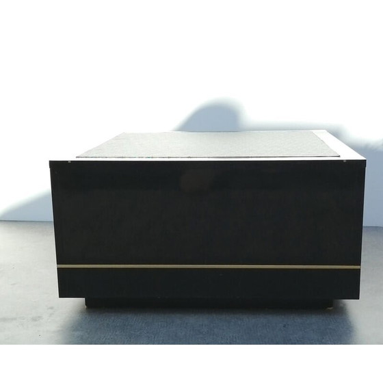 Image 1 of Table basse vintage en bois laqué noir et laiton, 1970