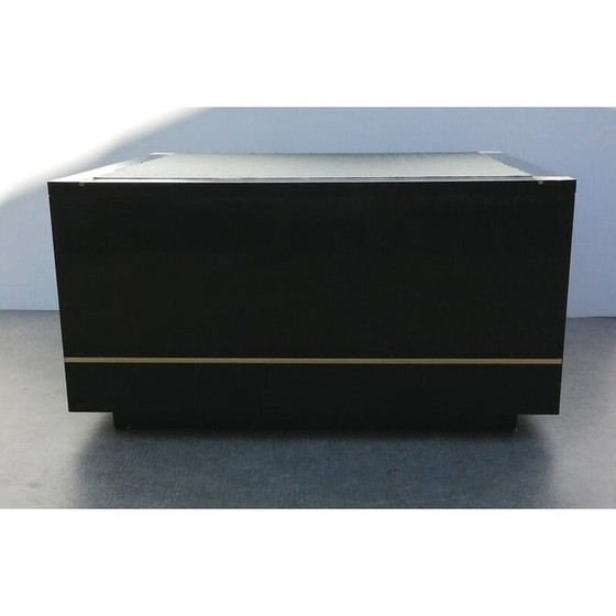 Image 1 of Table basse vintage en bois laqué noir et laiton, 1970