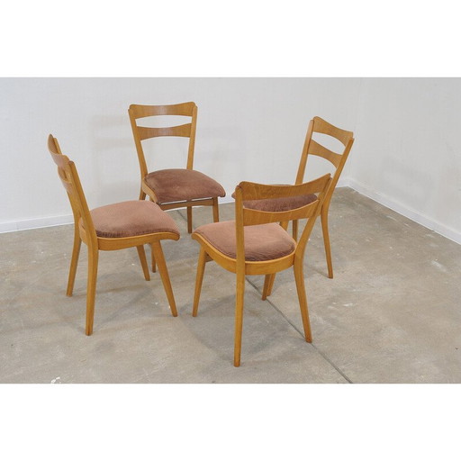 Ensemble de 4 chaises vintage en bois de hêtre par Tatra nabytok, Tchécoslovaquie 1960