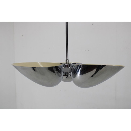 Image 1 of Lustre Bauhaus vintage en acier chromé pour Zukov, Tchécoslovaquie 1930