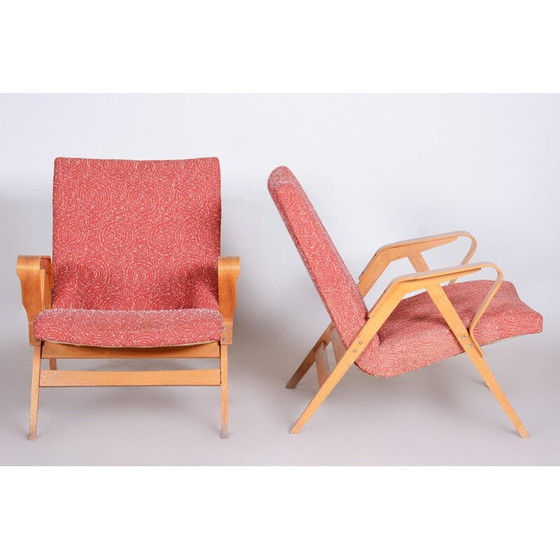 Image 1 of Paire de fauteuils rouges du milieu du siècle dernier, années 1950