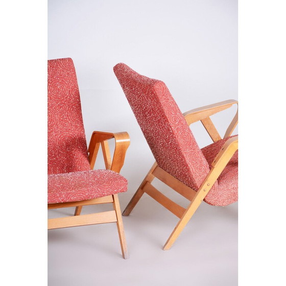 Image 1 of Paire de fauteuils rouges du milieu du siècle dernier, années 1950
