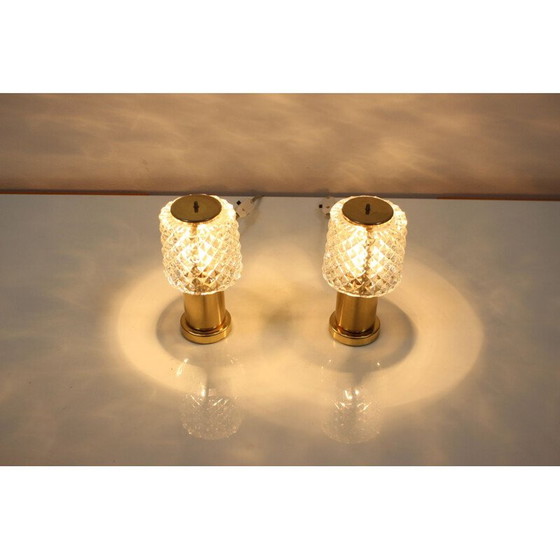 Image 1 of Paire de lampes de table dorées vintage par Kamenický Šenov pour Preciosa, Tchécoslovaquie 1970