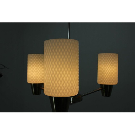 Image 1 of Lustre réglable en laiton et verre par Kamenický Šenov, Tchécoslovaquie 1960