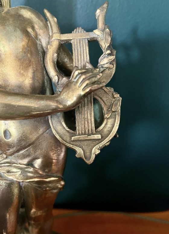 Image 1 of Lampe De Table En Bronze Doré Par Auguste Moreau « Le Joueur De Lyre », Vers 1890