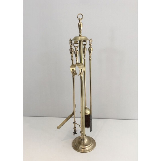 Image 1 of Garniture de feu en laiton néoclassique, 1970