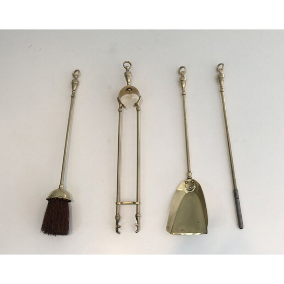 Image 1 of Garniture de feu en laiton néoclassique, 1970