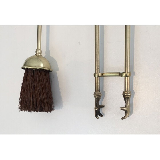 Image 1 of Garniture de feu en laiton néoclassique, 1970