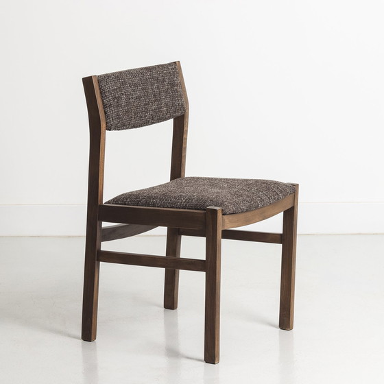 Image 1 of Lot De 6 Chaises Vintage, Circa 1970, Entièrement Rénovées (Tissu Et Structure)