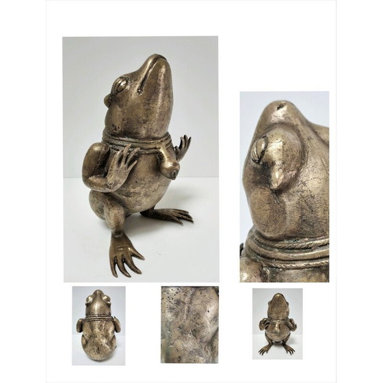 Image 1 of Grenouille sculpturale vintage en laiton patiné, 1960