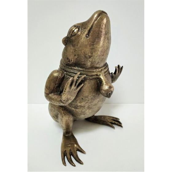 Image 1 of Grenouille sculpturale vintage en laiton patiné, 1960