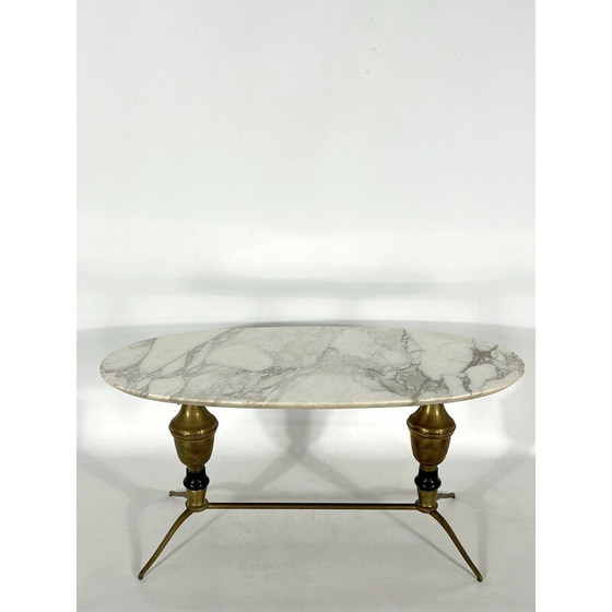 Image 1 of Table basse vintage en laiton et marbre, Italie 1950