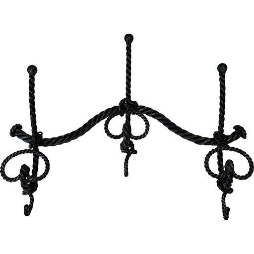 Porte-manteau vintage en fer forgé torsadé, 1940