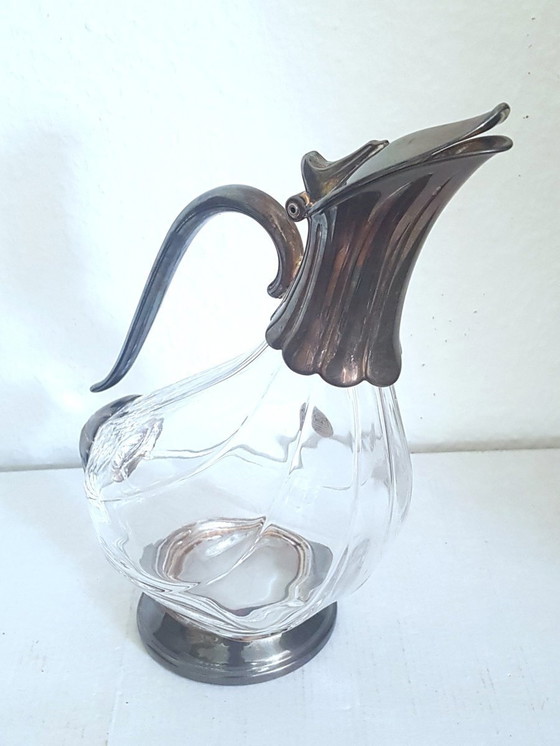 Image 1 of Carafe en cristal argenté
