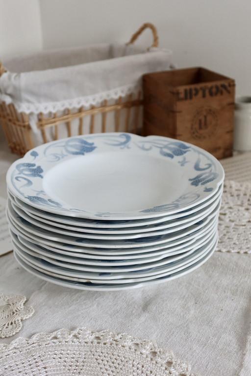 6 Assiettes Creuses - Modèle Tircis - Service Sarreguemines Vaisselle 82 Pièces