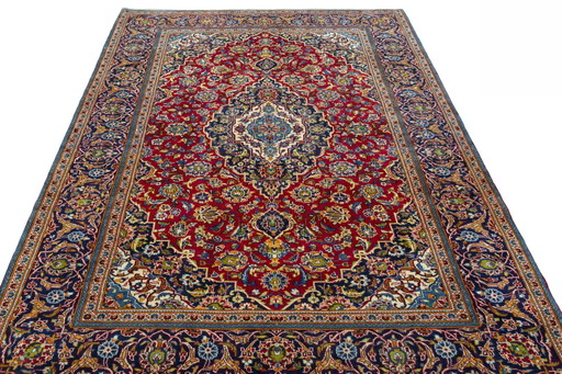 Tapis rouge Keshan noué à la main - 298 X 196 cm