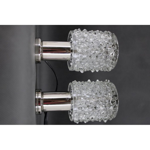 Paire de lampes de table en verre vintage par Kamenicky Senov, Tchécoslovaquie 1970